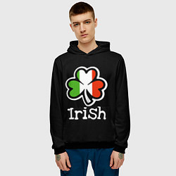 Толстовка-худи мужская Irish - tricolor clover, цвет: 3D-черный — фото 2