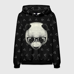 Толстовка-худи мужская Умная панда, цвет: 3D-черный