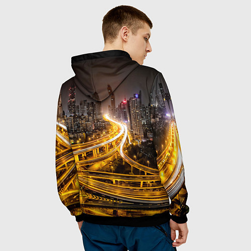 Мужская толстовка Шанхай - авторазвязка / 3D-Черный – фото 4