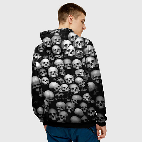 Мужская толстовка Черепа на черном / 3D-Черный – фото 4