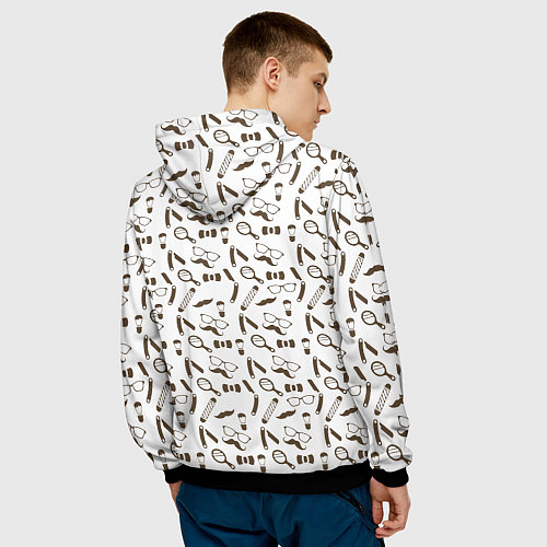 Мужская толстовка Тигр-барбер / 3D-Черный – фото 4