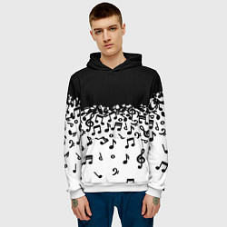 Толстовка-худи мужская Поглощение музыкой, цвет: 3D-белый — фото 2