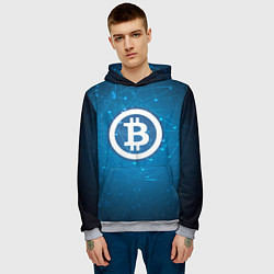 Толстовка-худи мужская Bitcoin Blue, цвет: 3D-меланж — фото 2