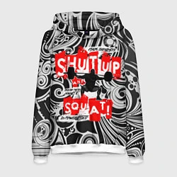 Толстовка-худи мужская Shut up & squat, цвет: 3D-белый