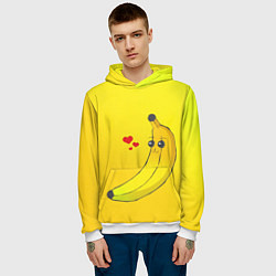 Толстовка-худи мужская Just Banana (Yellow), цвет: 3D-белый — фото 2