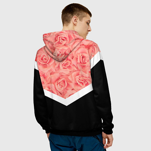 Мужская толстовка Розовые розы / 3D-Черный – фото 4