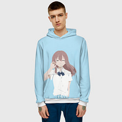 Толстовка-худи мужская Форма голоса Koe no katachi 2, цвет: 3D-белый — фото 2