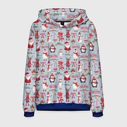 Толстовка-худи мужская Рождественская Милота, цвет: 3D-синий