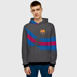 Толстовка-худи мужская Barcelona FC: Dark style, цвет: 3D-черный — фото 2