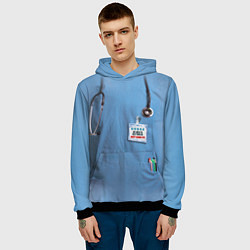 Толстовка-худи мужская Костюм врача, цвет: 3D-черный — фото 2