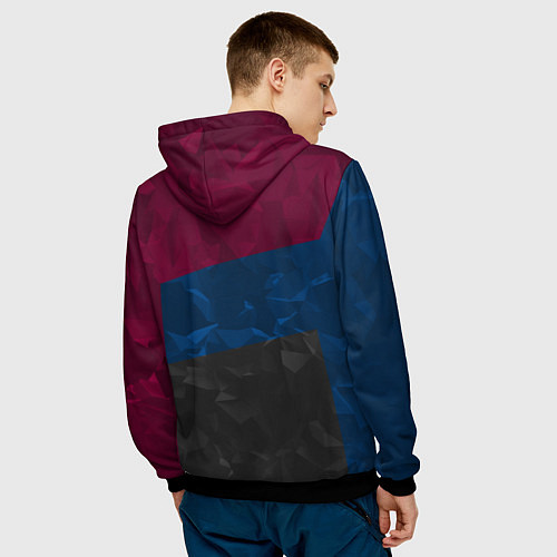 Мужская толстовка FC Barcelona: Dark polygons / 3D-Черный – фото 4