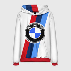 Толстовка-худи мужская BMW M: White Sport, цвет: 3D-красный