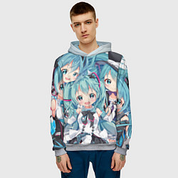 Толстовка-худи мужская Hatsune Miku, цвет: 3D-меланж — фото 2