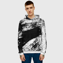 Толстовка-худи мужская Белый и черный, цвет: 3D-белый — фото 2