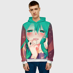 Толстовка-худи мужская Miku Ahegao, цвет: 3D-белый — фото 2