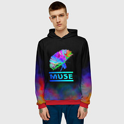 Толстовка-худи мужская Muse: Neon Flower, цвет: 3D-красный — фото 2