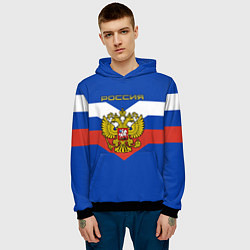 Толстовка-худи мужская Россия: Триколор, цвет: 3D-черный — фото 2