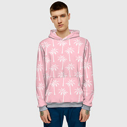 Толстовка-худи мужская Розовые тропики, цвет: 3D-меланж — фото 2