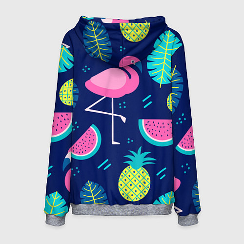 Мужская толстовка Фруктовый фламинго / 3D-Меланж – фото 2