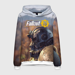 Толстовка-худи мужская Fallout 76, цвет: 3D-белый