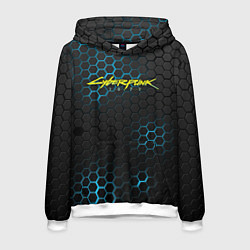 Толстовка-худи мужская Cyberpunk 2077: Blue Carbon, цвет: 3D-белый