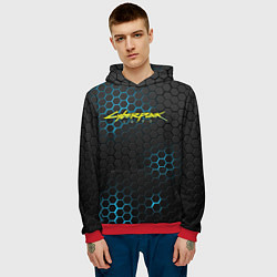 Толстовка-худи мужская Cyberpunk 2077: Blue Carbon, цвет: 3D-красный — фото 2