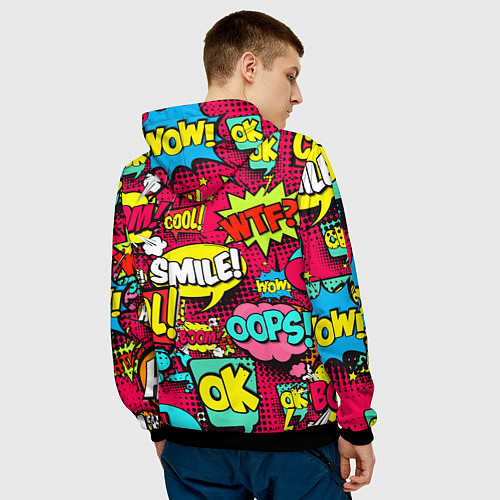 Мужская толстовка Слова из комиксов / 3D-Черный – фото 4