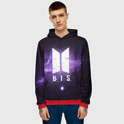 Толстовка-худи мужская BTS: Violet Space, цвет: 3D-красный — фото 2