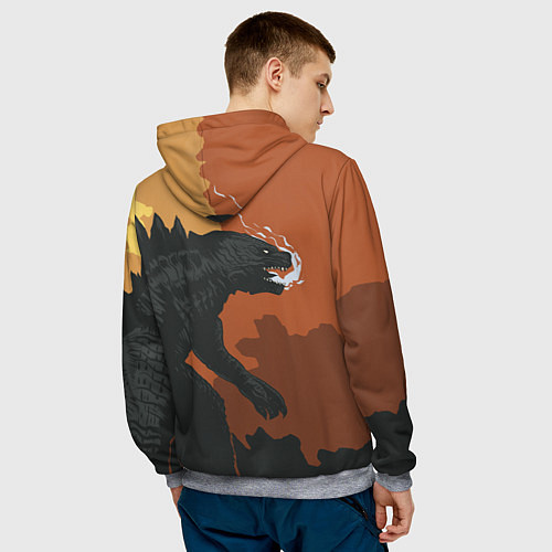 Мужская толстовка Godzilla: Monster Smoke / 3D-Меланж – фото 4