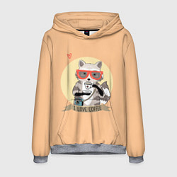 Мужская толстовка Raccoon Love Coffee