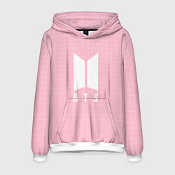 Толстовка-худи мужская BTS: Pink Grid, цвет: 3D-белый
