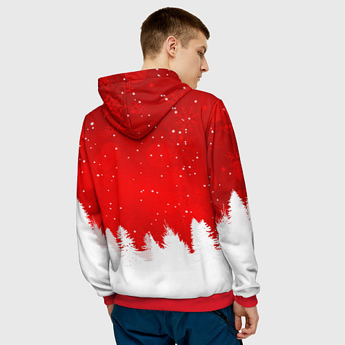 Мужская толстовка Christmas pattern / 3D-Красный – фото 4