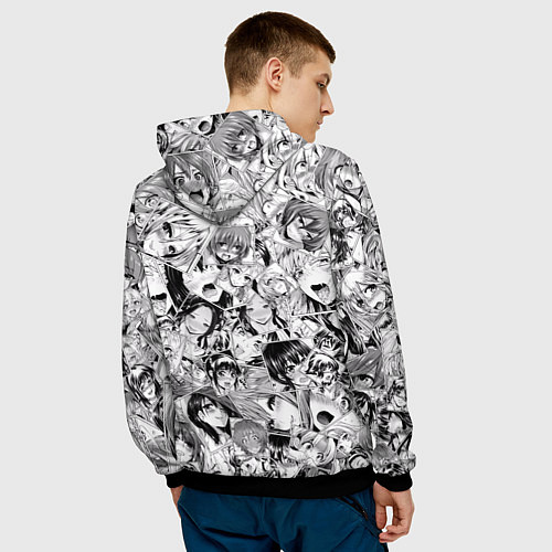 Мужская толстовка Manga Ahegao / 3D-Черный – фото 4