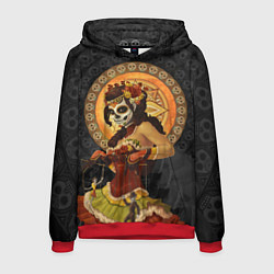 Толстовка-худи мужская Мексиканка - стиль Калавера Катрина, цвет: 3D-красный