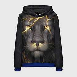 Толстовка-худи мужская Лев с молнией, цвет: 3D-синий