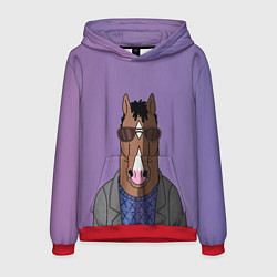 Толстовка-худи мужская Конь БоДжек, цвет: 3D-красный