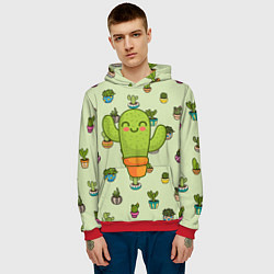 Толстовка-худи мужская Веселый кактус, цвет: 3D-красный — фото 2