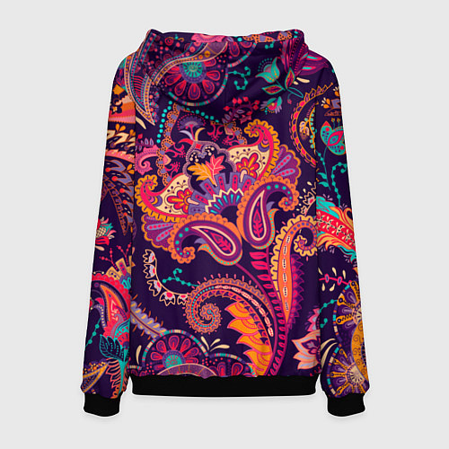 Мужская толстовка Орнамент пейсли - розовый / 3D-Черный – фото 2
