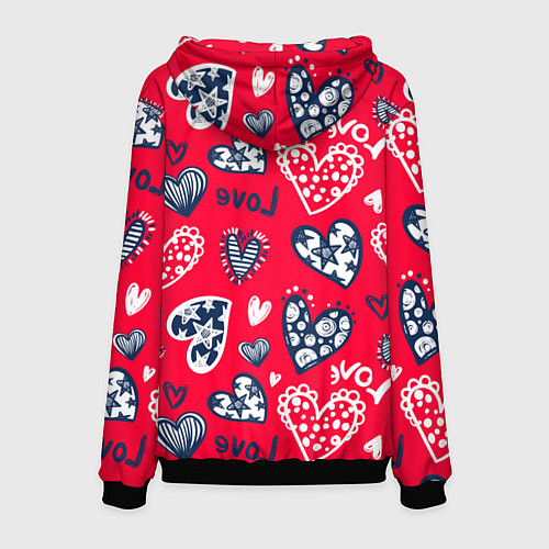 Мужская толстовка Сердечки - паттерн / 3D-Черный – фото 2