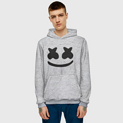 Толстовка-худи мужская Marshmello: Grey Face, цвет: 3D-меланж — фото 2