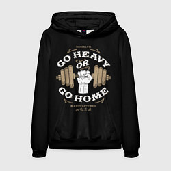 Толстовка-худи мужская Go heavy or go home, цвет: 3D-черный