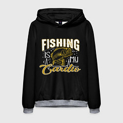 Толстовка-худи мужская Fishing is my Cardio, цвет: 3D-меланж