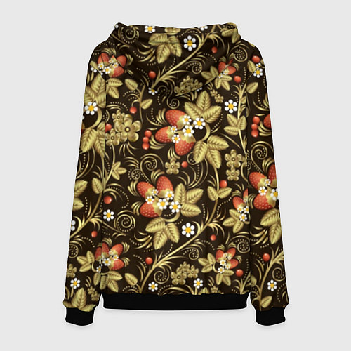 Мужская толстовка Хохлома роспись клубника / 3D-Черный – фото 2