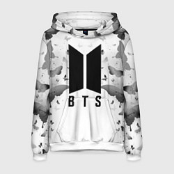 Толстовка-худи мужская BTS: Grey Butterflies, цвет: 3D-белый