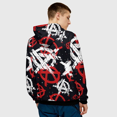Мужская толстовка Анархия - паттерн / 3D-Черный – фото 4