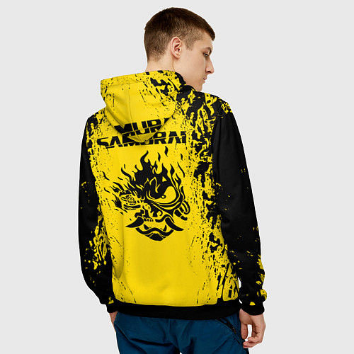 Мужская толстовка Cyberpunk 2077 Samurai logo / 3D-Черный – фото 4