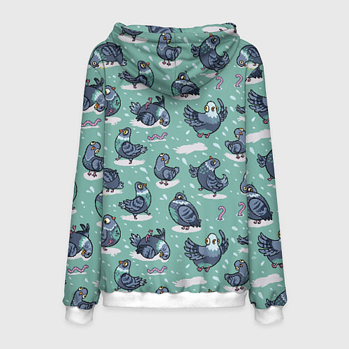 Мужская толстовка Голуби и червяки / 3D-Белый – фото 2