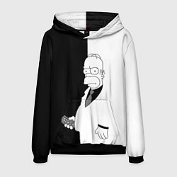 Толстовка-худи мужская Гомер Симпсон - в смокинге - black and white, цвет: 3D-черный