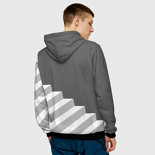 Мужская толстовка ЪУЪ съука - лестница / 3D-Черный – фото 4