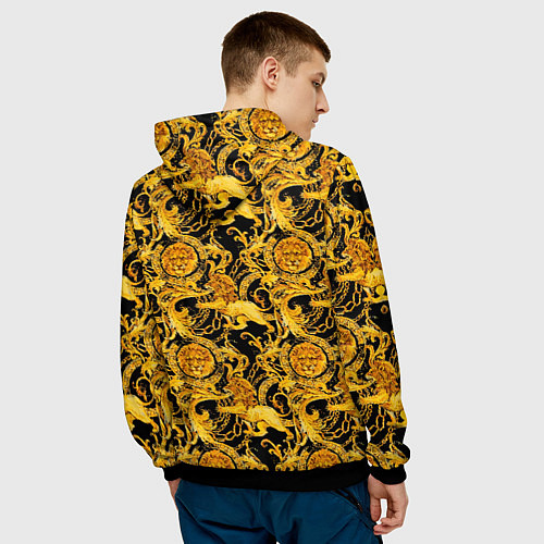 Мужская толстовка Львы золотые узоры / 3D-Черный – фото 4